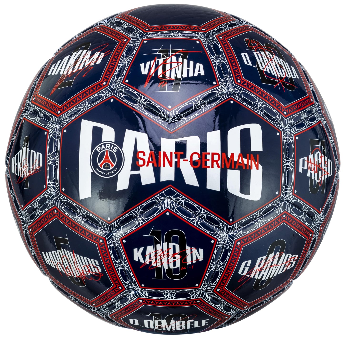 PSG futbola bumba ar spēlētāju autogrāfiem – Paris Saint Germain oficiālā kolekcija – 5. izmērs
