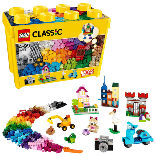 LEGO Classic lielā klucīšu kaste - 33 krāsainu klucīšu, riepu un durvju komplekts, uzglabāšanas kaste, dāvana bērniem no 4 gadiem.