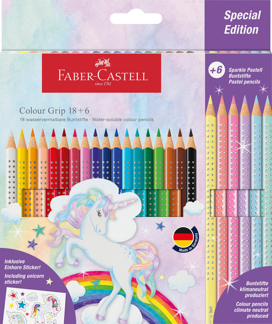 Krāsu zīmuļu komplekts Faber-Castell Vienradzis, 24 daļas, ar uzlīmēm