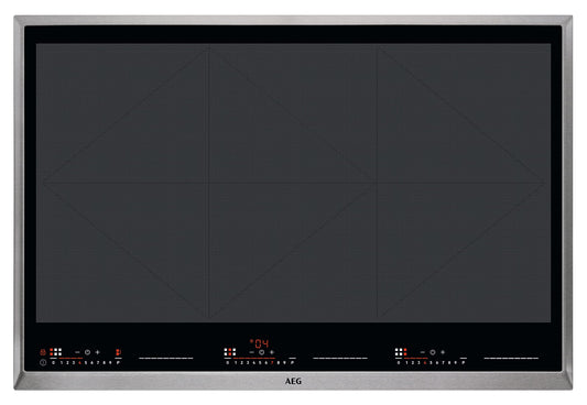 AEG IKE86683XB Autonomā plīts virsma / Indukcija / 8000. sērija ar TotalFlex / Hob²Hood / 80 cm / nerūsējošā tērauda rāmis / 6 gatavošanas zonas / jaudas funkcija / bērnu aizsardzība