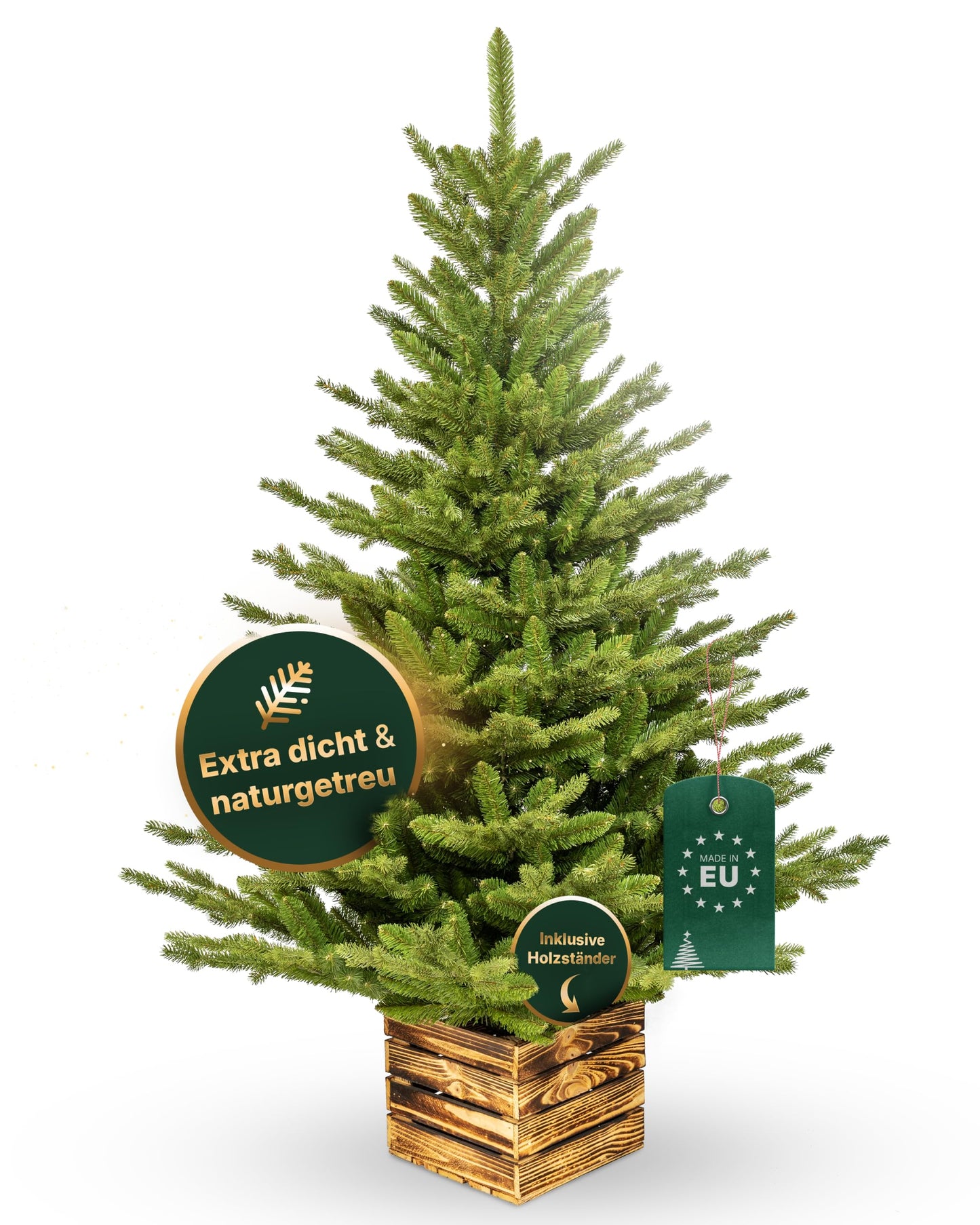 TreesHouse Ziemassvētku eglīte Majestic 180cm, koka kastes statīvs, PE/PVC maisījums