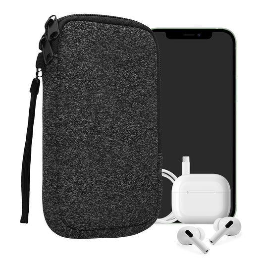 Telefona maciņš kwmobile L, 6,5", neoprēna vāciņš antracīta balts, 16,5 x 8,9 cm iekšējie izmēri