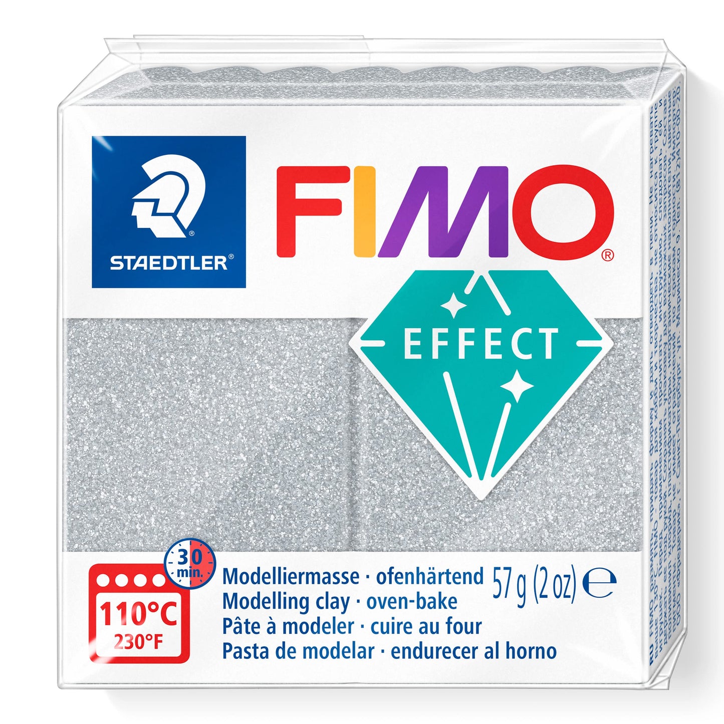 STAEDTLER FIMO effect 8010 Glitter sudrabs 57 g polimēra masa