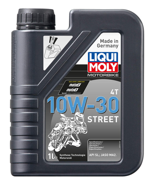 LIQUI MOLY Motorbike 4T 10W-30 Street | 4 L | motociklu sintētiskās tehnoloģijas dzinēja eļļa | Art.-Nr.: 1688, melna