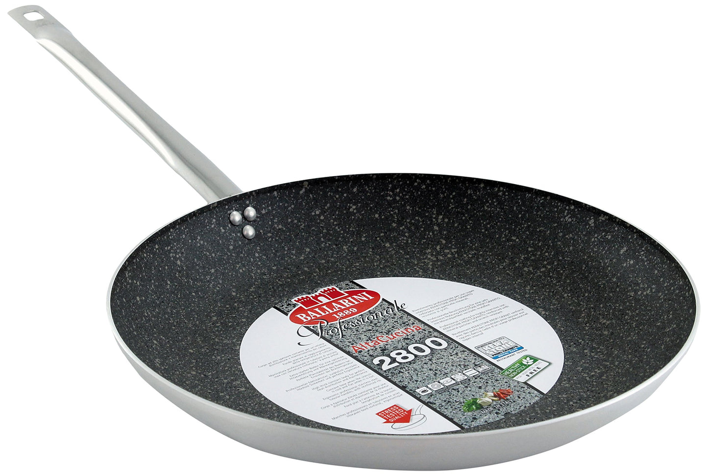 Ballarini lēna panna - 40 cm diameter, professional granite, single handle, ideal for cooking and frying.