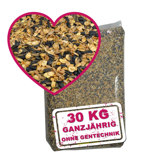 MeinWildvogel Wildvogel-Vital Basic 30 kg, XXL savvaļas putnu barība, vissezonas maisījums ar saulespuķu sēklām, bez ĢMO un kontrolēts pret ambrozijām