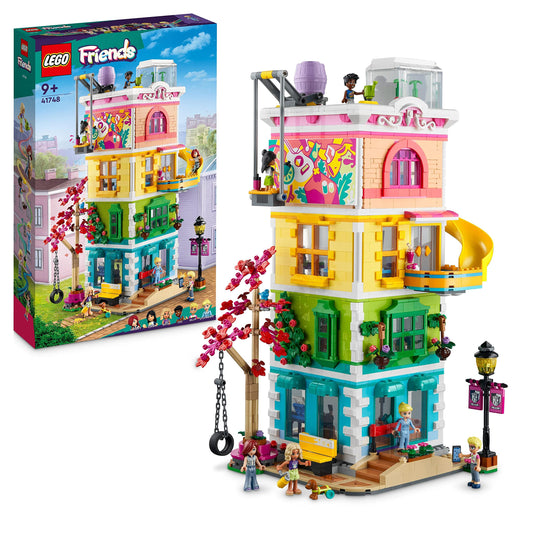 LEGO 41748 Friends Heartlake City kopienas centrs - modulāra ēka ar mākslas un ierakstu studijām, 6 mini lellēm un suni Pickle.