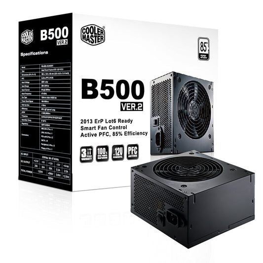 Cooler Master B500 ver 2 - Non-modular, 80 Plus White, 500W power supply unit, RS500-ACABB1-EU.
