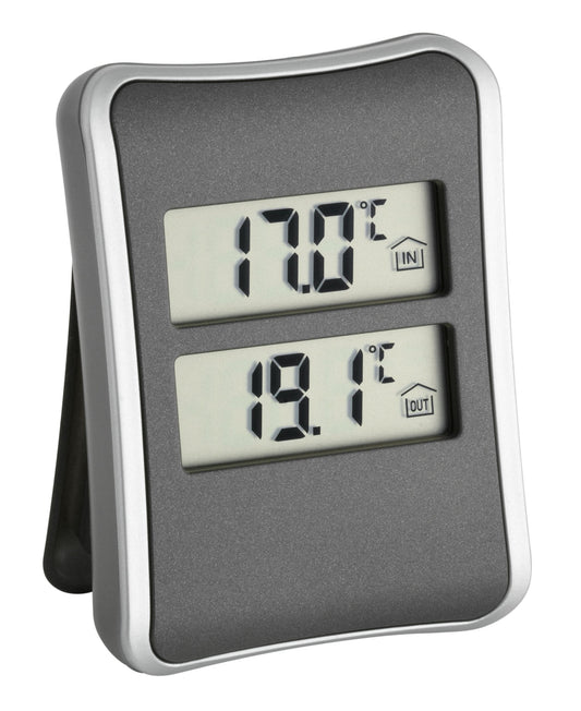 Iekštelpu un āra termometrs TFA Dostmann 30.1044, āra temperatūras mērīšana ar kabeli, maksimālās un minimālās vērtības, saldētavas un akvārija uzraudzība, antracīta krāsā