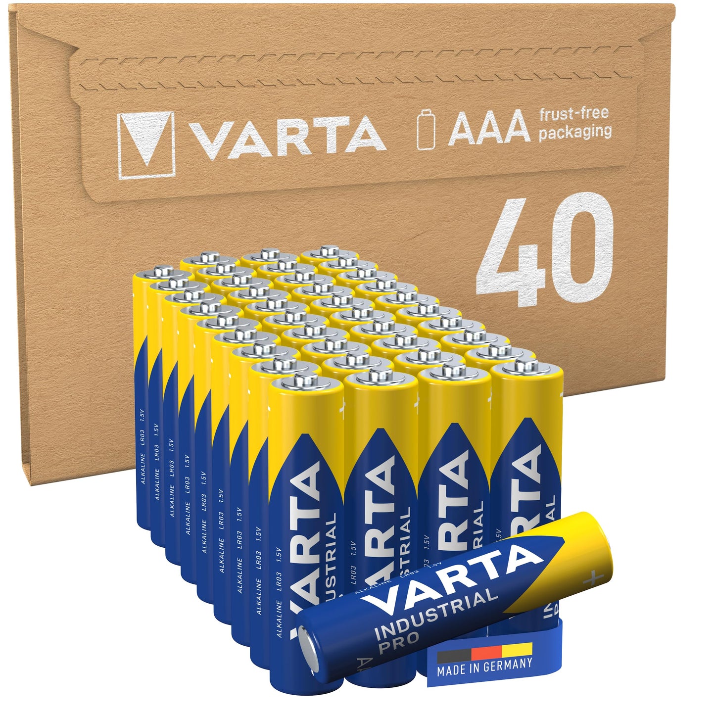 VARTA AAA baterijas, 40 gab., Industrial Pro, sārma baterijas 1,5V, ekonomisks krājums