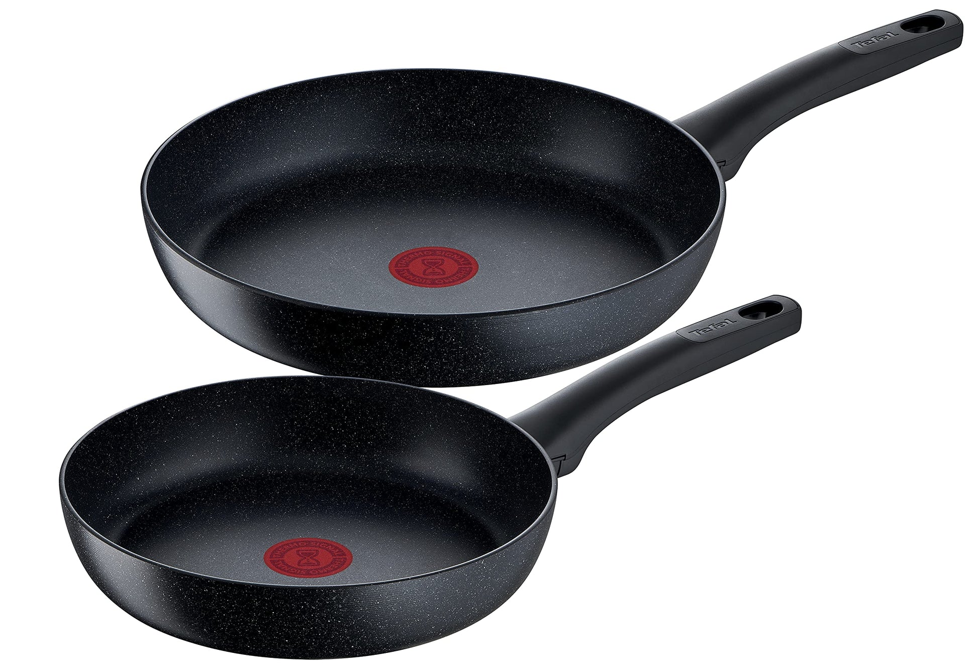 Tefal G28191 Black Stone Pans Set - 24/28 cm, non-stick coating, thermo-signal temperature indicator, induction compatible.