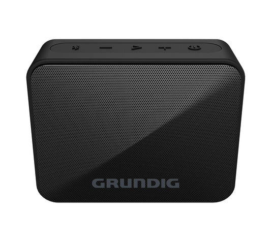 GRUNDIG Solo+ Melns - Bluetooth skaļrunis, skaņas kaste, 3.5 W RMS jauda, 30 metru darbības attālums, vairāk nekā 20 stundas atskaņošanas laika, Bluetooth 5.3, ūdensizturīgs korpuss (IPX5), Melns