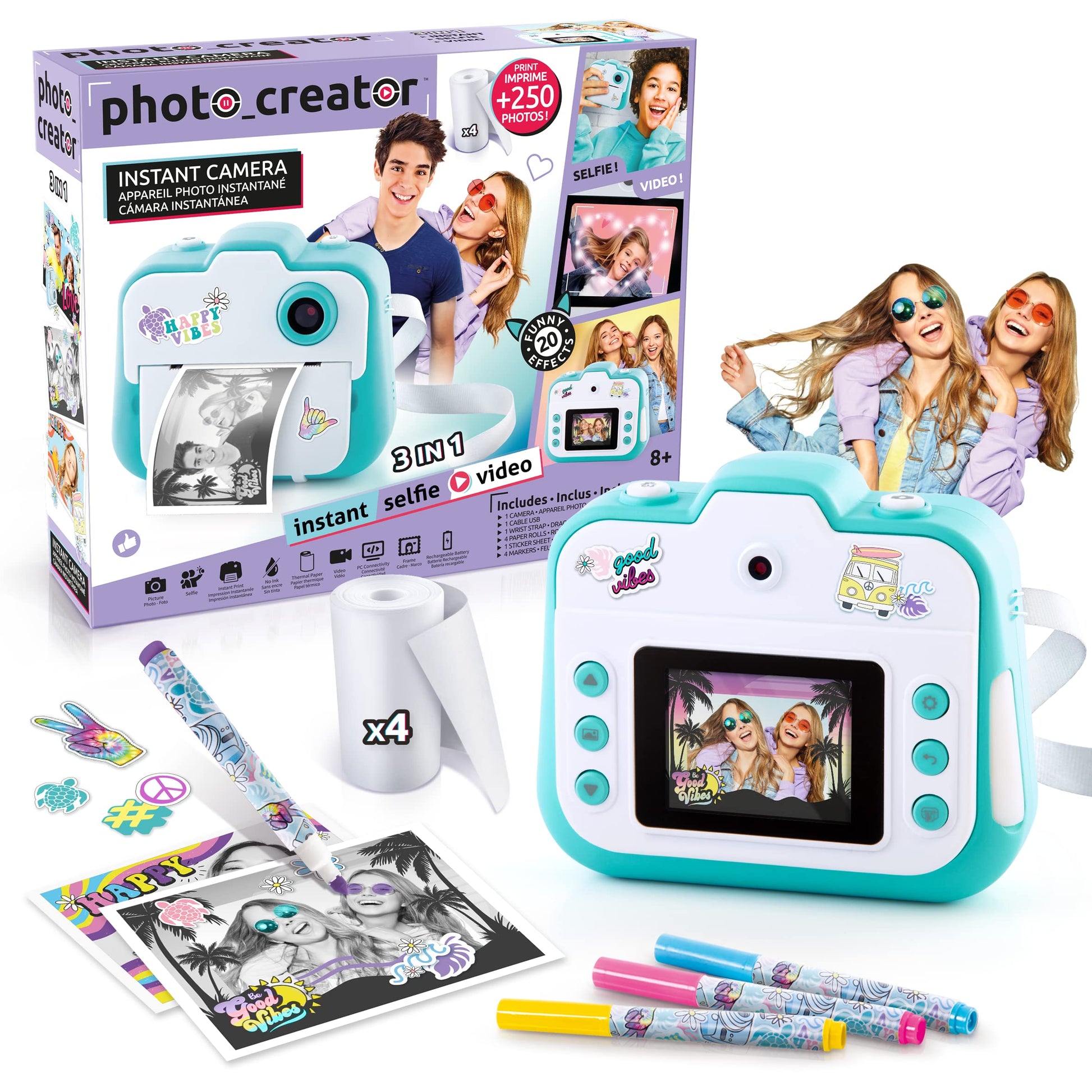 Canal Toys Foto veidotājs CLK 001 - tūlītējas drukas bērnu kamera ar LCD, termopapīru, gaiši zils.