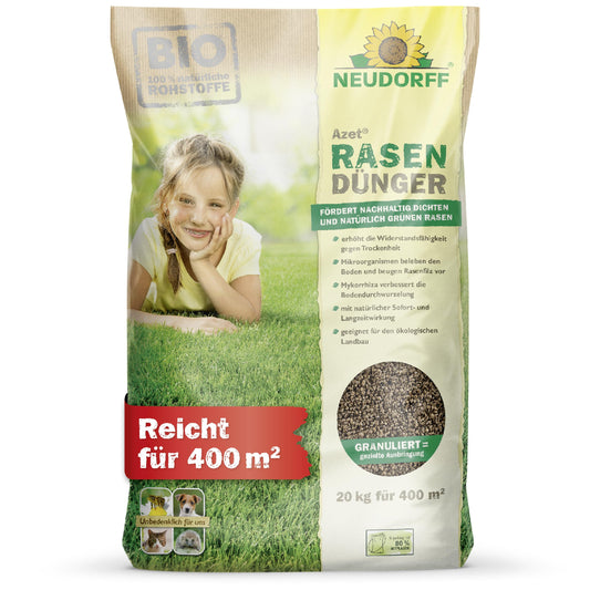 Organiska zāliena mēslojums Neudorff Azet RasenDünger 400 m², 6 mēnešu ilgstoša iedarbība, 20 kg