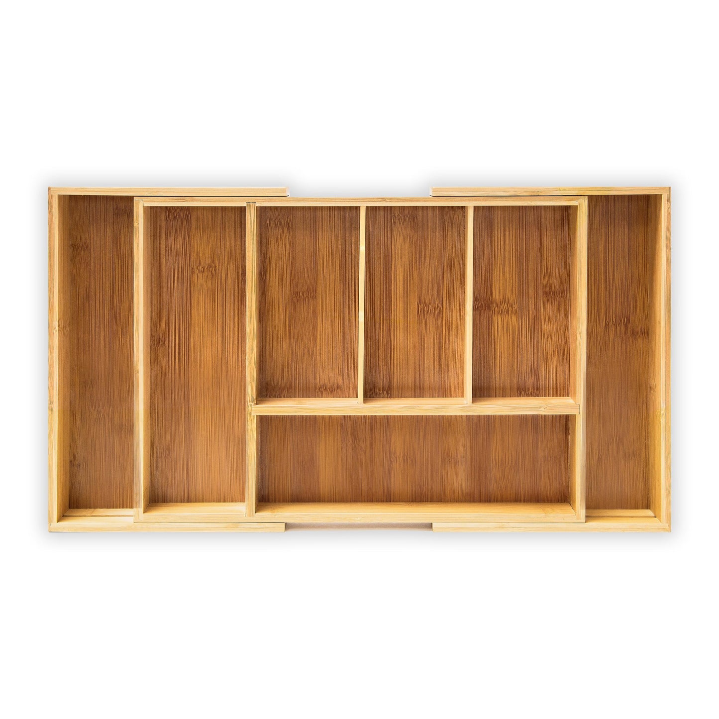 Regulējams galda piederumu kasteišanas ieliktnis Relaxdays, bambuss, HBT 5 x 48,5 x 28 cm, 5 līdz 7 nodalījumi, virtuves organizators un atvilktnes ieliktnis, dabīgs