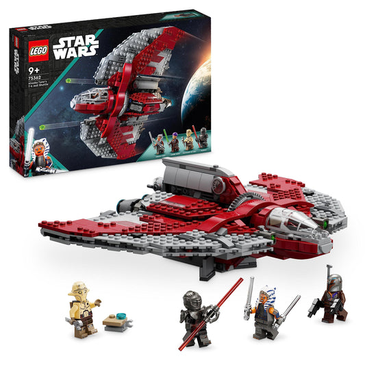LEGO Star Wars Ahsoka Tano's T-6 Jedi Shuttle Set - Buildable spaceship toy with 4 minifigures, including Sabine Wren and Marrok.