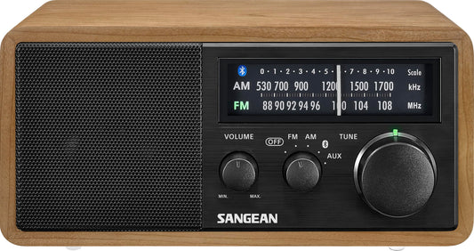 Sangean WR-11 Retro galda radio ar FM/MW tuneru - austiņu pieslēgums - koka korpuss brūns
