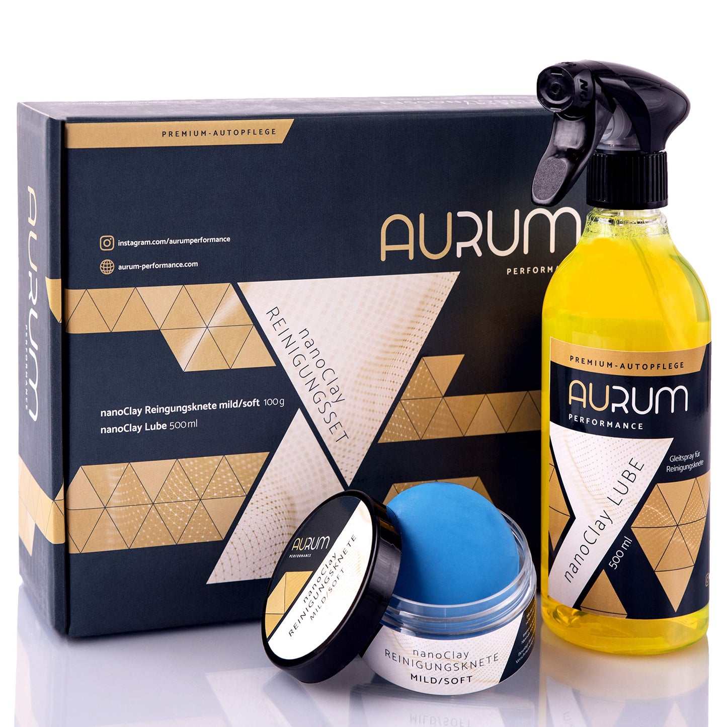 Auto tīrīšanas māla komplekts Aurum-Performance® ar 500ml slīdinātāju, dziļam spīdumam