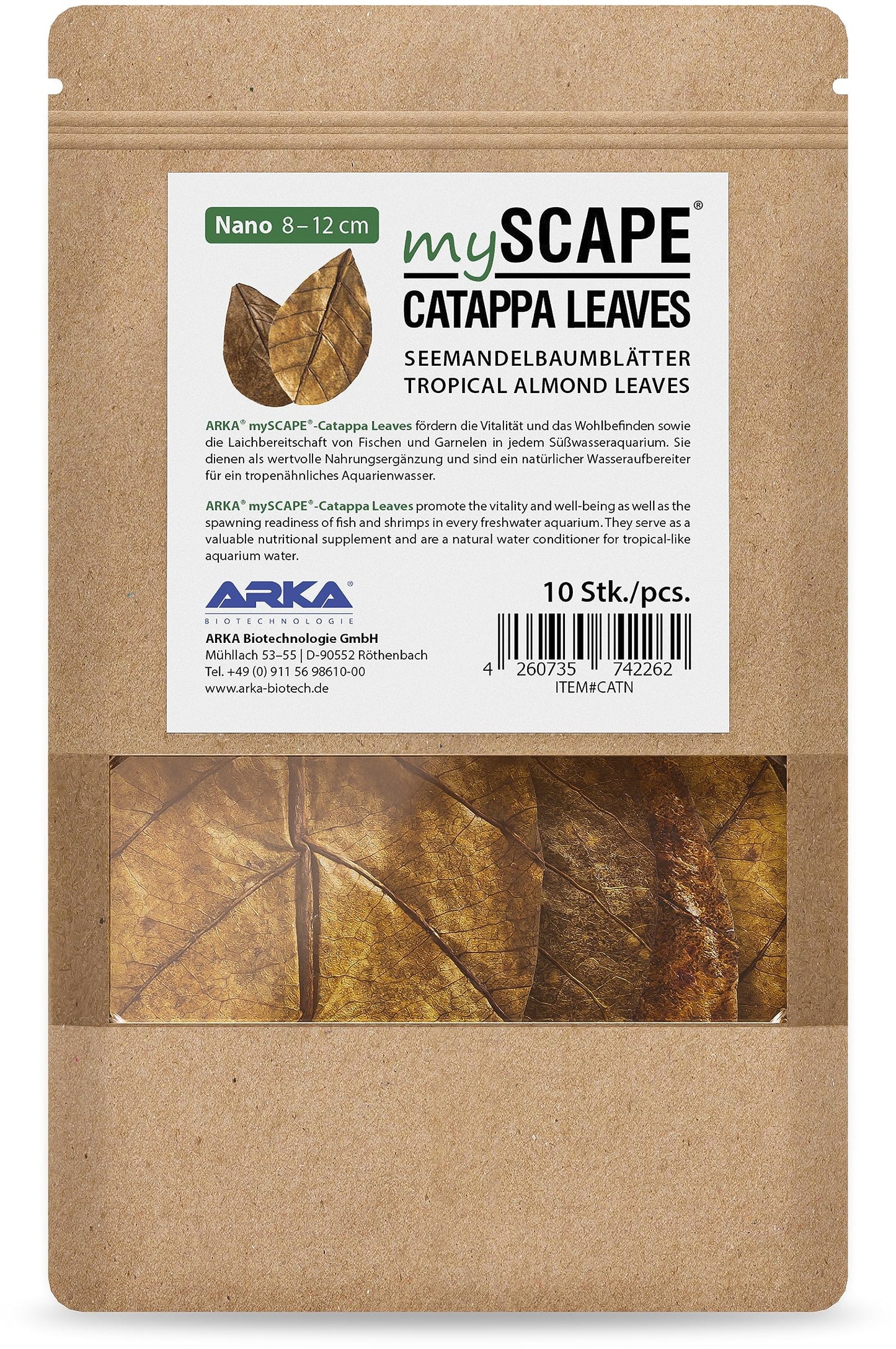 Katapas lapas akvārijam 8-12 cm, Catappa Leaves Nano, 10 gab.
