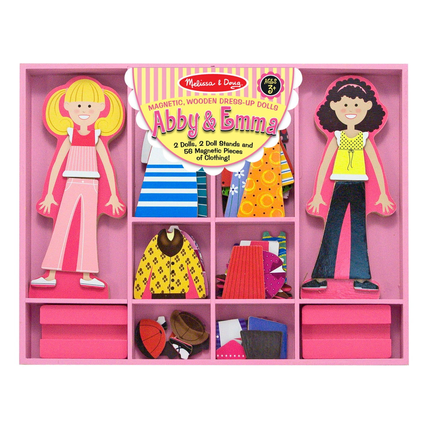 Melissa & Doug magnētiskās koka lelles - Ebija un Emma, krāsainas, magnētiskas, rotaļlietas bērniem.