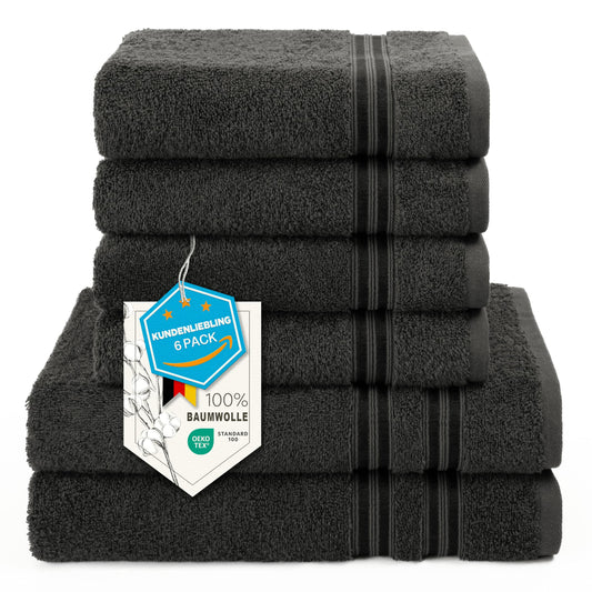 Dvieļi 6 gab., Hammetex, 2 vannas dvieļi 70x140 + 4 roku dvieļi 50x100, 100% kokvilna