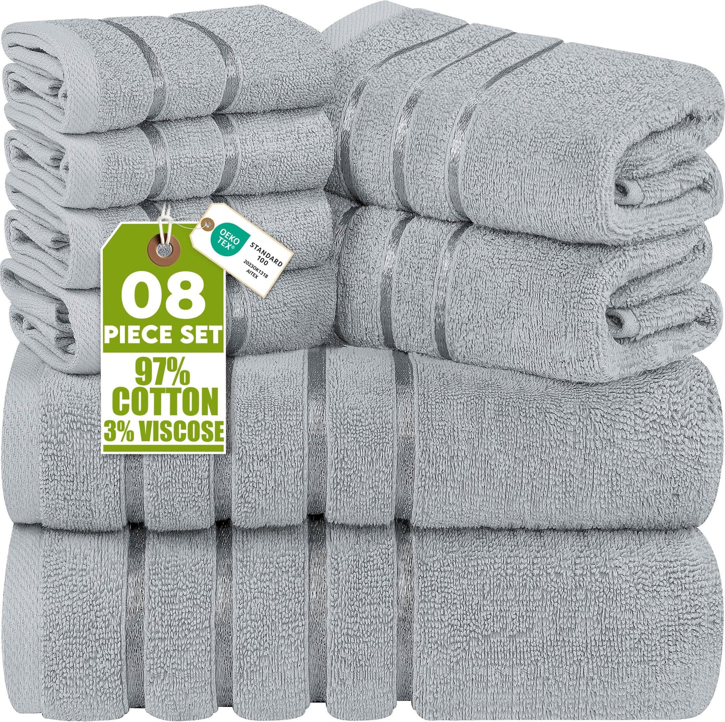 Dvieļu komplekts Utopia Towels, 8 gab., Cool Grey, 2 vannas dvieļi, 2 roku dvieļi, 4 mazgājamie cimdi