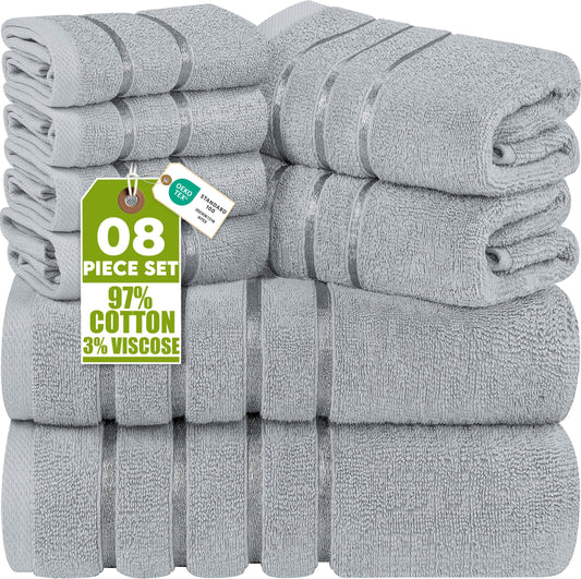 Dvieļu komplekts Utopia Towels, 8 gab., Cool Grey, 2 vannas dvieļi, 2 roku dvieļi, 4 mazgājamie cimdi